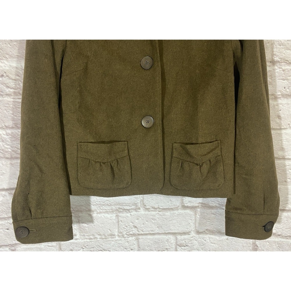 Eddie Bauer Womens 12 Tall Wool Blend Blazer Jacket Earthy Green Brown Buttons - Picture 4 of 16